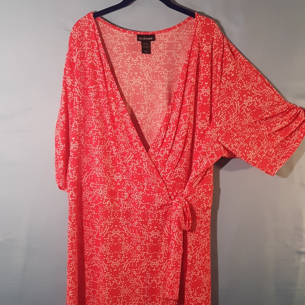 Peach and White Wrap Dress